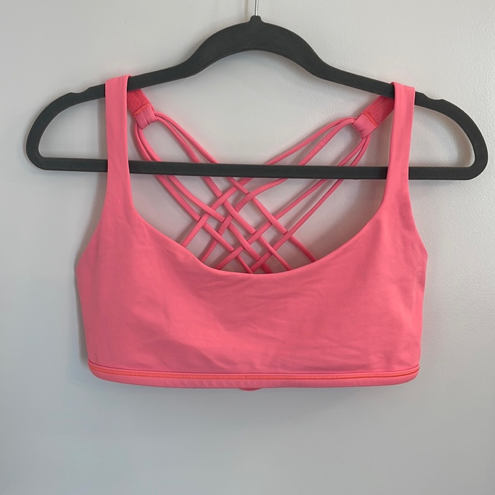 LULULEMON Free to be Wild Sports Bra. Coral Pink, size 12.
